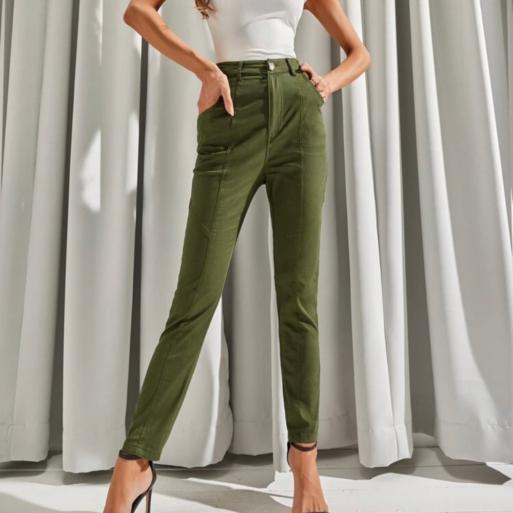 High waisted green pants